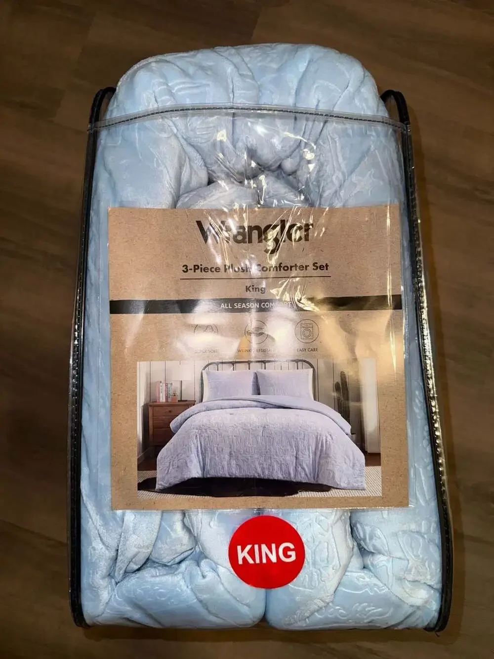 Wrangler 3-Piece Plush Comforter Set King Light Blue Cowboy Boots